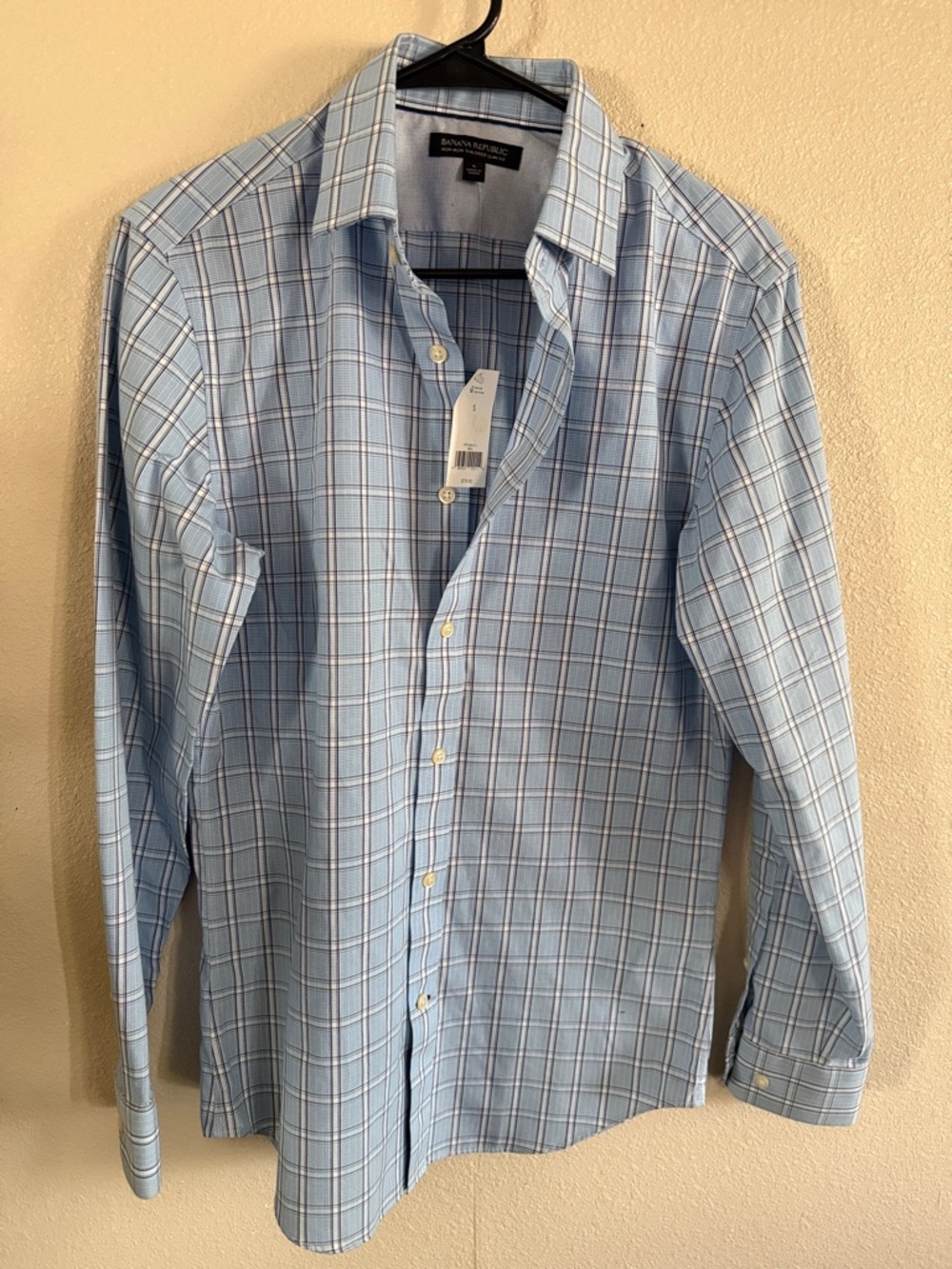 Banana Republic Blue Plaid Men's Dress Shirt